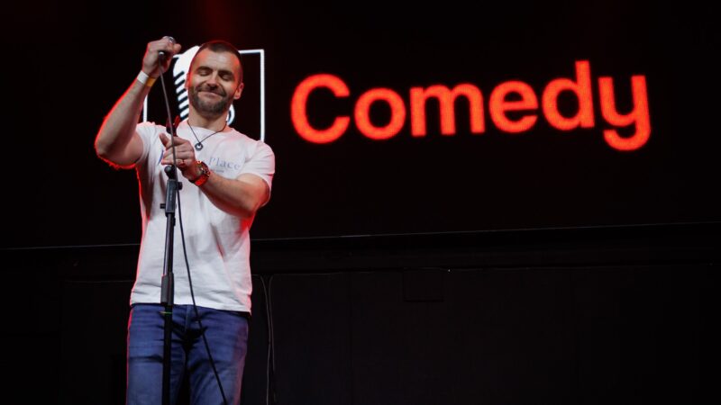 Man performing stand up comedy