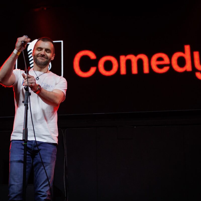 Man performing stand up comedy